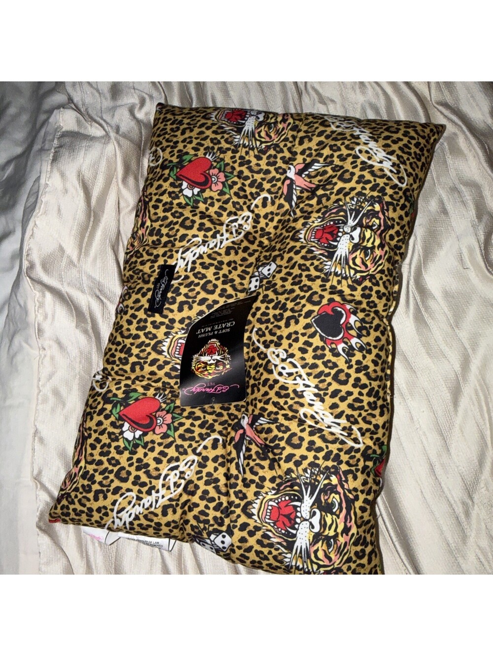 Ed Hardy Crate Pet Mat Cushion Tiger Cheetah Print New 24x16 In